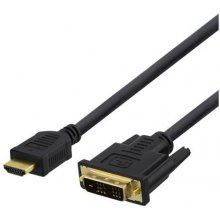 DELTACO HDMI-DVI-kaabel, 5m, Full HD, must