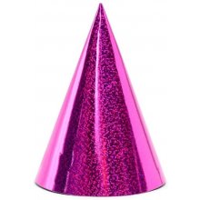 PartyDeco Holographic party hats, dark pink...