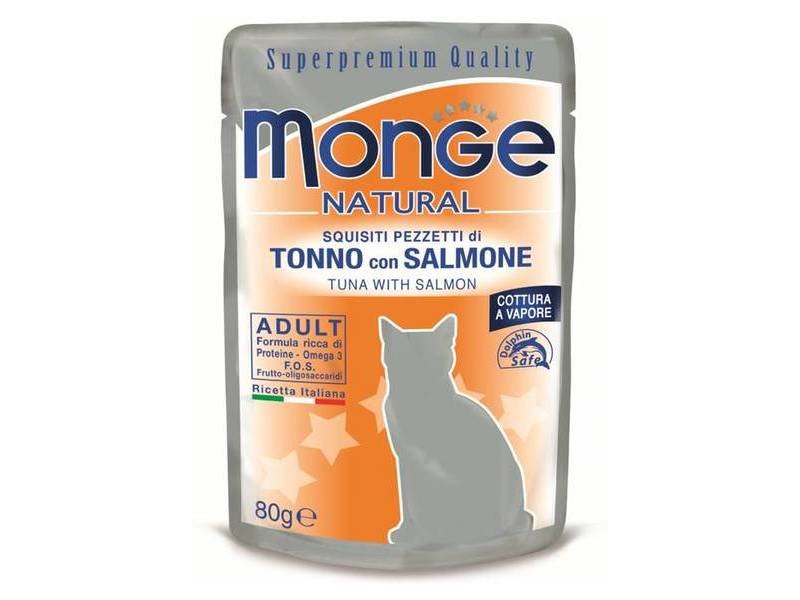 Monge Natural pouches Tuna in Jelly with Salmon 80g MN06897 Pets24.ee