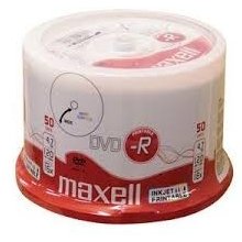 Диски Maxell DVD-R 4.7, Inkjet white, Cake...