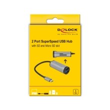 DELOCK 2PUSB 3.2 Gen1 Hub + USB-C / SD + MSD...