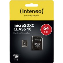 INTENSO MEMORY MICRO SDXC 64GB C10/W/ADAPTER...
