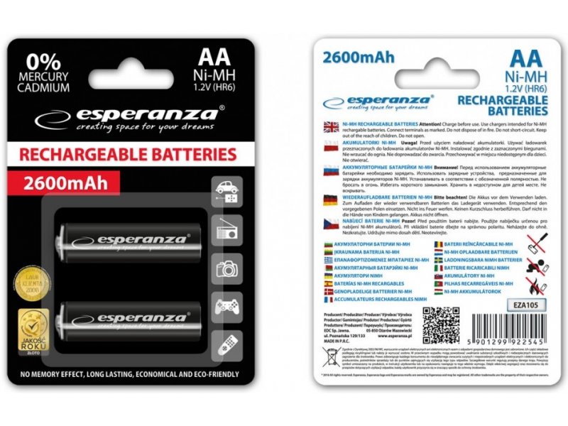 Rechargeable batteries AA/LR6, 1.2V, 2600mAh, ReCyko, 2 pc, GP 