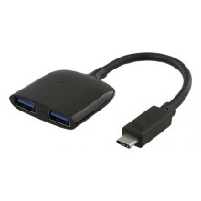 Deltaco USB-C Hub 2xUSB-A, 0.1m cable, black...