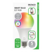 DELTACO SMAR T HOME RGB LED lamp, E27, WiFI...