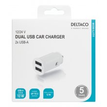 DELTACO 12/24 V USB car charger with compact...