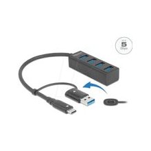 DELOCK 4P USB 3.2 Gen1 Hub+USB-C/A - 63828