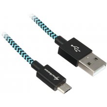 Sharkoon USB 2.0 A-B black / blue 0.5m -...