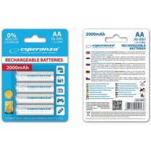 Esperanza Rechargeable Batteries AA 2000mAh...