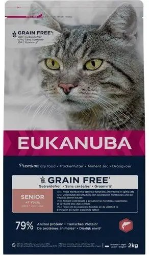 EUKANUBA Grain Free Senior Salmon dry cat food 2kg Pets24.ee