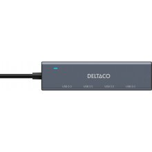 DELTACO USB-A концентратор,  4x USB-A мама...