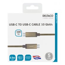 DELTACO Кабель USB-C SuperSpeed, 0,5 м...