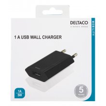 DELTACO USB wall charger, 1x USB-A, 1 A, 5...