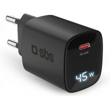 SBS Charger GaN 45W, USB-C, LCD, Black