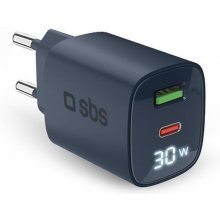 SBS Charger GaN 30W, USB-C, LCD, Blue