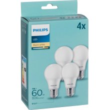 Philips LED Bulb E27 4-Pack 60W 2700K