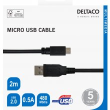 Deltaco Cable USB 2.0 Micro B, 2.4A, 2m...