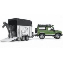 BRUDER Vehicle Land Rover with horse trailer...