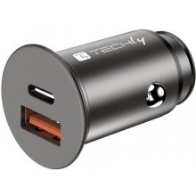 Techly Mini Car Charger USB-A and USB-C...