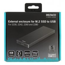 Deltaco External M.2 cabinet, USB 3.0, 5...