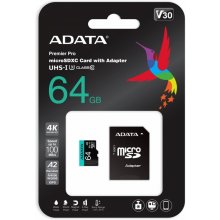 ADT ADATA microSD 64GB Prem Pro UHS-I U3 +...