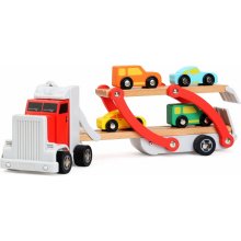 Tow truck with cars wooden