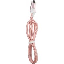 Omega кабель microUSB 1 м вязаный, розовый...