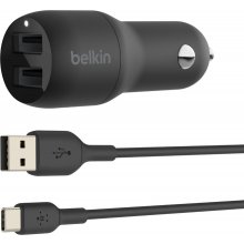 Belkin DUAL USB-A CHARGER CAR W/USB-C CABLE...