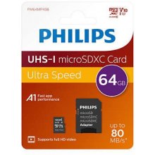 Philips MicroSDXC Card 64GB Class 10 UHS-I...