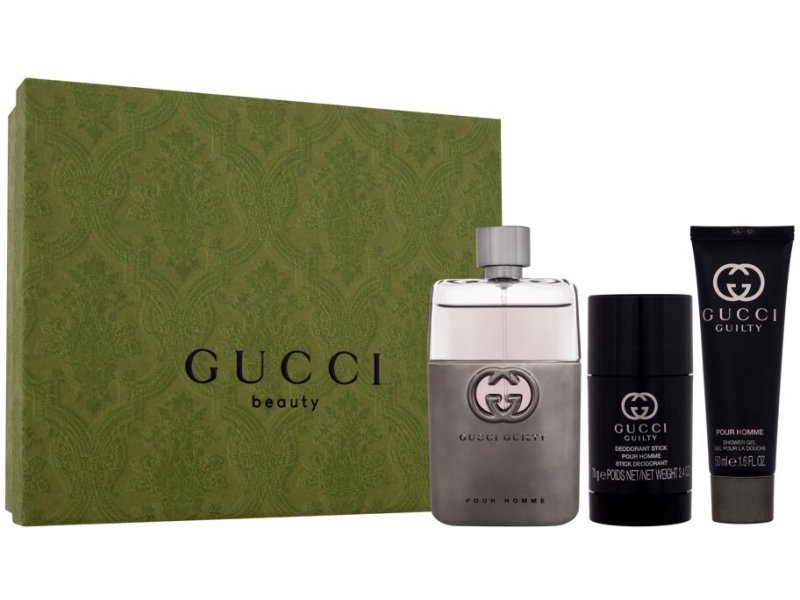 Gucci Guilty Pour Homme Set (EDT 90ml + Deostick 75ml + Shower gel 50ml) -  perfume set for men 