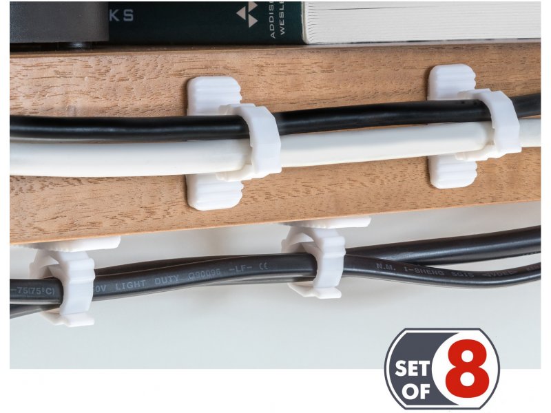 8pcs White Cord Organizer Cable Clip Holder Wall Adhesive & No